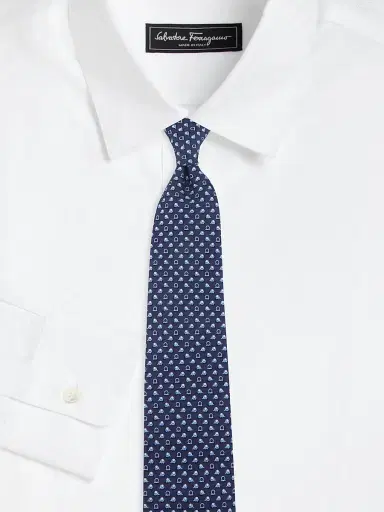 FERRAGAMO Men's Zaki Elephant Silk Tie - Navy | Thumbnail 2