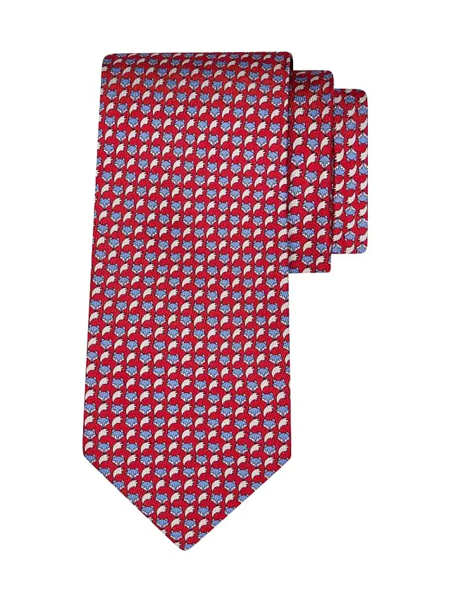 FERRAGAMO Men's Alda Animal-Print Silk Tie - Rosso