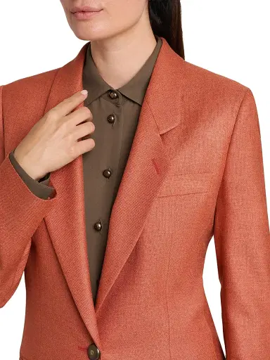 Giorgio Armani Women's Silk-Wool Single-Button Blazer - Solid Dark Orange - Size 4 | Thumbnail 6 Giorgio Armani Women's Silk-Wool Single-Button Blazer - Solid Dark Orange - Size 4 | Thumbnail 6