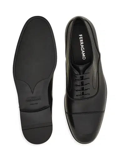 Ferragamo Men's Trinity Leather Oxfords - Nero - Size 13 | Thumbnail 4
