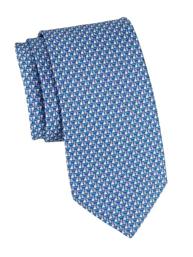 Ferragamo Men's Ancora Sailboat Silk Tie | Thumbnail 1 Ferragamo Men's Ancora Sailboat Silk Tie | Thumbnail 1