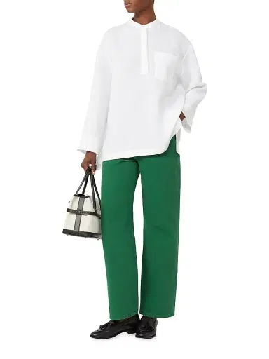 Max Mara Women's Cotton and Linen 5 Pocket Trousers - Green - Size 14 | Thumbnail 2 Max Mara Women's Cotton and Linen 5 Pocket Trousers - Green - Size 14 | Thumbnail 2