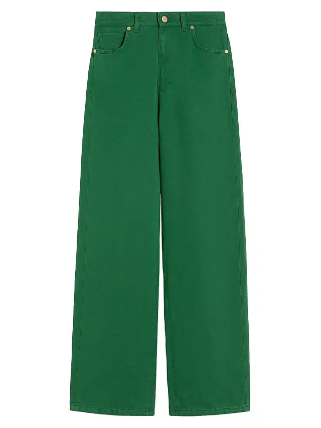 Max Mara Women's Cotton and Linen 5 Pocket Trousers - Green