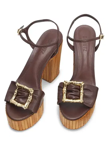 Schutz Women's Enola 120MM Leather Platform Sandals - Root Brown - Size 11 | Thumbnail 4