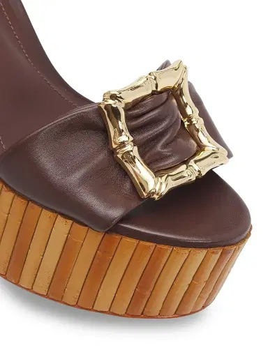 Schutz Women's Enola 120MM Leather Platform Sandals - Root Brown - Size 11 | Thumbnail 6