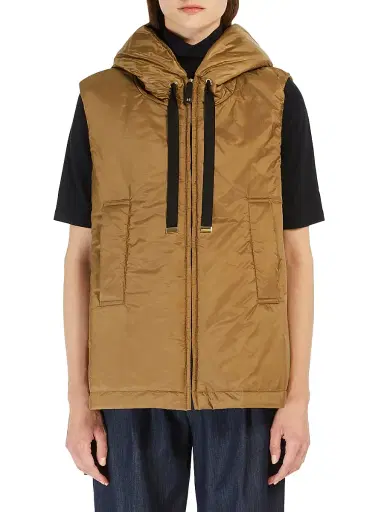 Max Mara Women's Padded Hooded Gilet in Water Repellent Canvas | Thumbnail 2 Max Mara Women's Padded Hooded Gilet in Water Repellent Canvas | Thumbnail 2