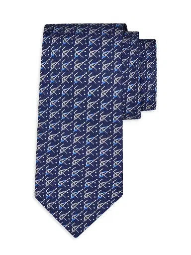 Ferragamo Men's Armando Billiard-Print Silk Tie | Thumbnail 1 Ferragamo Men's Armando Billiard-Print Silk Tie | Thumbnail 1