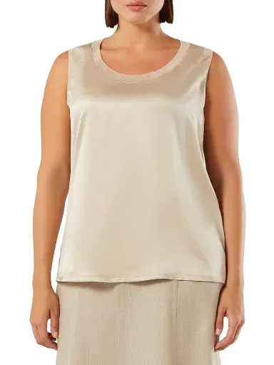 Marina Rinaldi Women's Jersey and Satin Top - Sand - Size XL | Thumbnail 3 Marina Rinaldi Women's Jersey and Satin Top - Sand - Size XL | Thumbnail 3