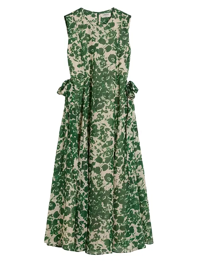 Max Mara Women's Printed Ramie Canvas Dress - Green