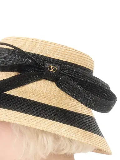 Valentino Garavani Men's VLogo Signature Straw Bucket Hat - Black Natural - Size Large | Thumbnail 2 Valentino Garavani Men's VLogo Signature Straw Bucket Hat - Black Natural - Size Large | Thumbnail 2
