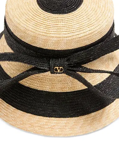 Valentino Garavani Men's VLogo Signature Straw Bucket Hat - Black Natural - Size Large | Thumbnail 5 Valentino Garavani Men's VLogo Signature Straw Bucket Hat - Black Natural - Size Large | Thumbnail 5