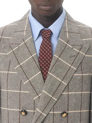 Valentino Garavani Men's Valentie Jacquard Cotton Tie with Chamber Pattern and Vlogo Signature Detail - Orange Black | Thumbnail 2