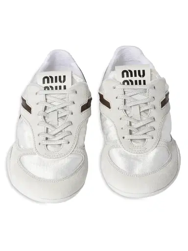 Miu Miu Women's Gymnasium Technical Fabric and Suede Sneakers - White Brown - Size 13 | Thumbnail 2 Miu Miu Women's Gymnasium Technical Fabric and Suede Sneakers - White Brown - Size 13 | Thumbnail 2