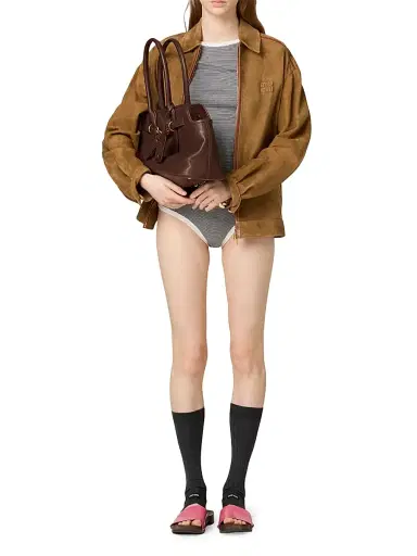 Miu Miu Women's Suede Blouson Jacket - Beige Khaki - Size 4 | Thumbnail 2 Miu Miu Women's Suede Blouson Jacket - Beige Khaki - Size 4 | Thumbnail 2