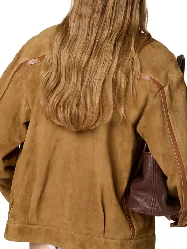 Miu Miu Women's Suede Blouson Jacket - Beige Khaki - Size 4 | Thumbnail 3 Miu Miu Women's Suede Blouson Jacket - Beige Khaki - Size 4 | Thumbnail 3