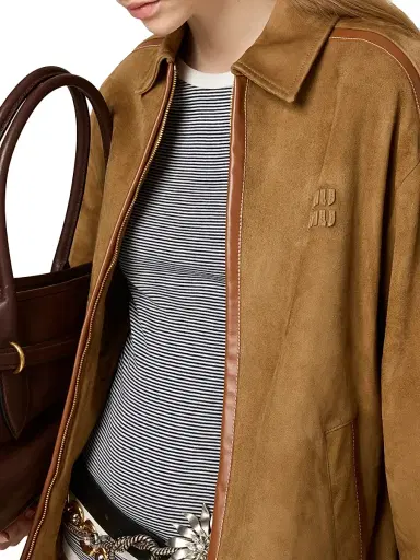 Miu Miu Women's Suede Blouson Jacket - Beige Khaki - Size 4 | Thumbnail 5 Miu Miu Women's Suede Blouson Jacket - Beige Khaki - Size 4 | Thumbnail 5