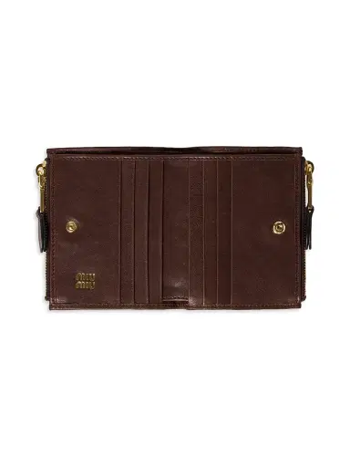 Miu Miu Women's Small Nappa Leather Wallet - Dark Brown | Thumbnail 2 Miu Miu Women's Small Nappa Leather Wallet - Dark Brown | Thumbnail 2