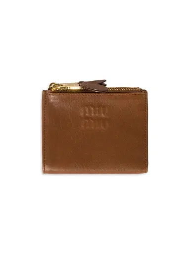 Miu Miu Women's Small Nappa Leather Wallet - Brown | Thumbnail 1 Miu Miu Women's Small Nappa Leather Wallet - Brown | Thumbnail 1