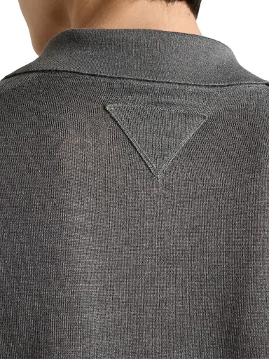 Prada Men's Cashmere and Silk Polo Shirt - Grey - Size 44 | Thumbnail 5