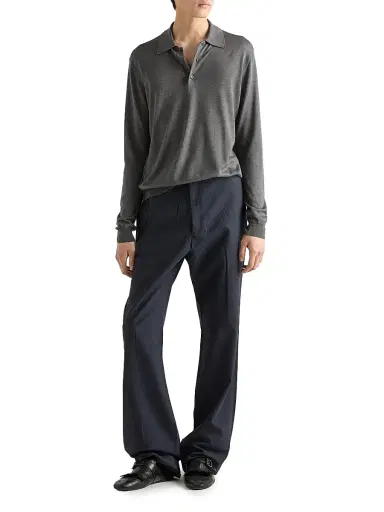 Prada Men's Cashmere and Silk Polo Shirt - Grey - Size 44 | Thumbnail 6