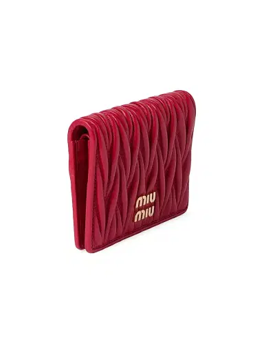 Miu Miu Women's Small Matelassé Nappa Leather Wallet - Red | Thumbnail 2