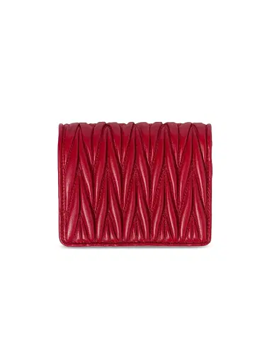 Miu Miu Women's Small Matelassé Nappa Leather Wallet - Red | Thumbnail 3