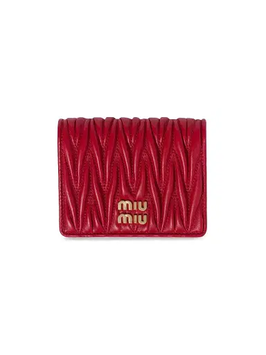 Miu Miu Women's Small Matelassé Nappa Leather Wallet - Red | Thumbnail 1