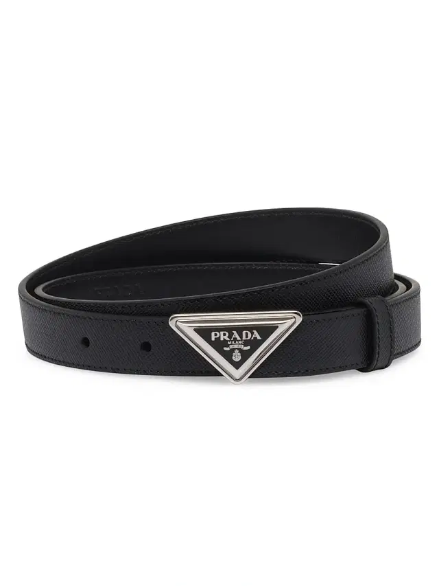 Women's Saffiano Leather Belt - Black