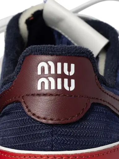 Miu Miu Women's Gymnasium Technical Fabric and Suede Sneakers - Blue White - Size 11.5 | Thumbnail 3