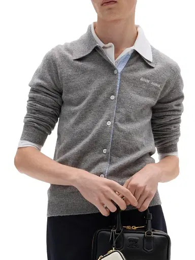 Miu Miu Women's Cashmere Cardigan - Grey - Size 2 | Thumbnail 2