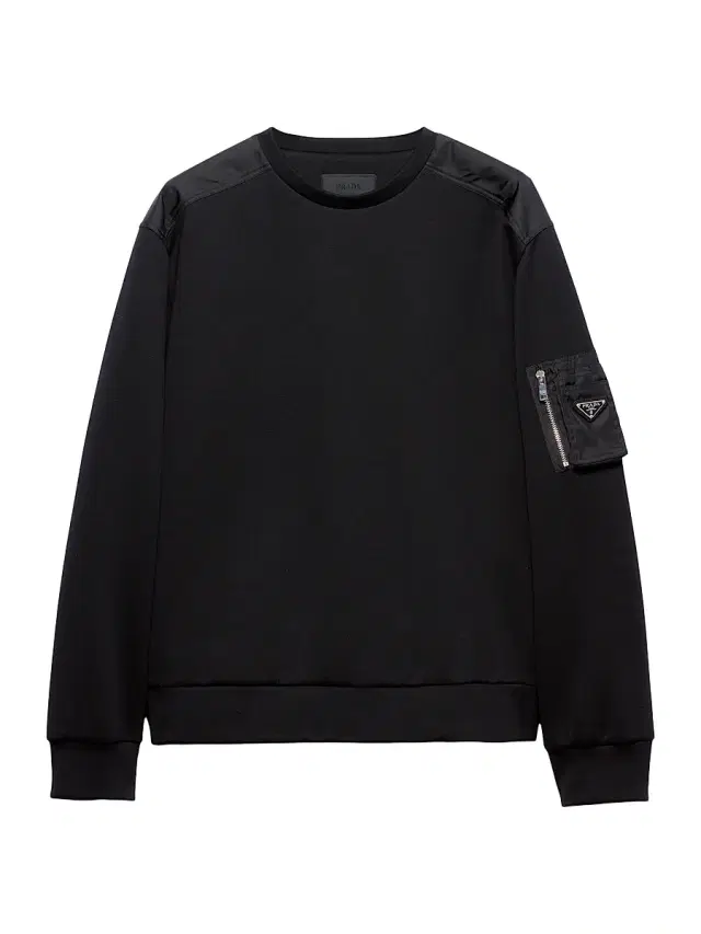 Prada Men's Cotton Fleece and Re-Nylon Sweatshirt - Black