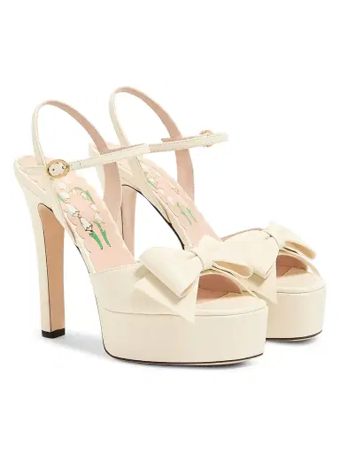 Valentino Garavani Women's Bowow 130MM Kidskin Platform Sandals with Bow Detail - Ivory - Size 11.5 | Thumbnail 2 Valentino Garavani Women's Bowow 130MM Kidskin Platform Sandals with Bow Detail - Ivory - Size 11.5 | Thumbnail 2