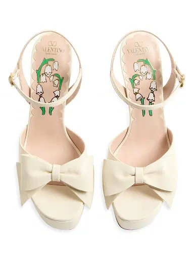 Valentino Garavani Women's Bowow 130MM Kidskin Platform Sandals with Bow Detail - Ivory - Size 11.5 | Thumbnail 4 Valentino Garavani Women's Bowow 130MM Kidskin Platform Sandals with Bow Detail - Ivory - Size 11.5 | Thumbnail 4