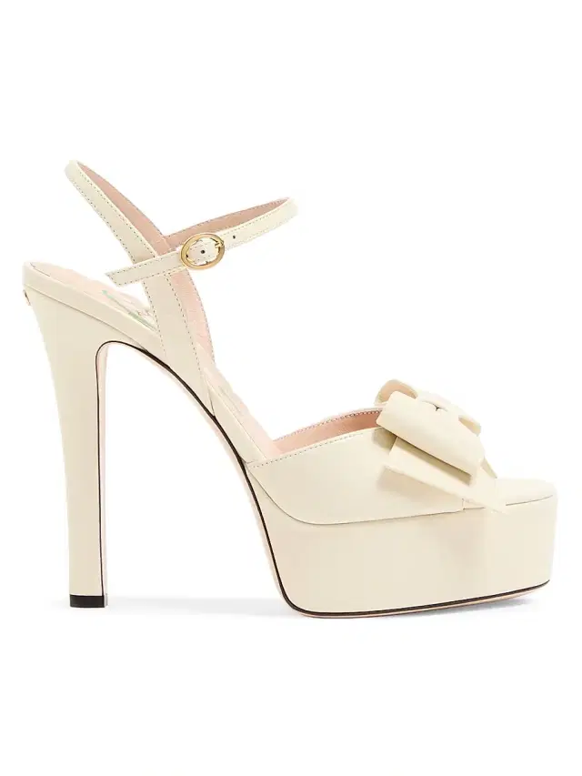 Valentino Garavani Women's Bowow 130MM Kidskin Platform Sandals with Bow Detail -