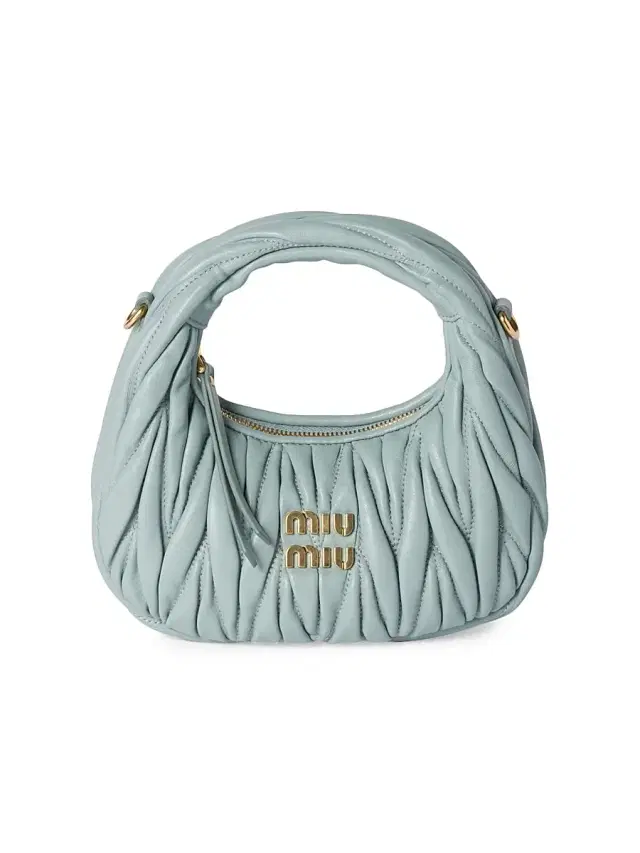 Miu Miu Women's Wander Matelassé Nappa Leather Hobo Mini-Bag - Blue