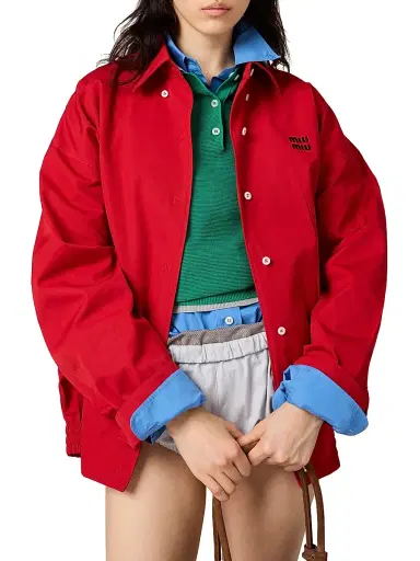 Miu Miu Women's Heavy Poplin Blouson Jacket - Red - Size 4 | Thumbnail 3 Miu Miu Women's Heavy Poplin Blouson Jacket - Red - Size 4 | Thumbnail 3