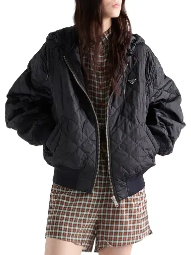 Prada Women's Lightweight Quilted Re-Nylon Jacket - Navy Blue | Thumbnail 2 Prada Women's Lightweight Quilted Re-Nylon Jacket - Navy Blue | Thumbnail 2