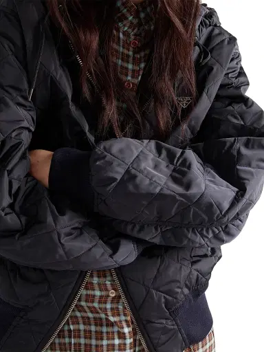 Prada Women's Lightweight Quilted Re-Nylon Jacket - Navy Blue | Thumbnail 5 Prada Women's Lightweight Quilted Re-Nylon Jacket - Navy Blue | Thumbnail 5