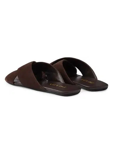 Prada Women's Suede Slides - Dark Brown - Size 10 | Thumbnail 3