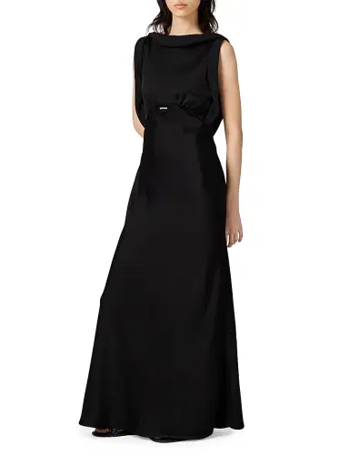Miu Miu Women's Long Satin Dress - Black - Size 6 | Thumbnail 2