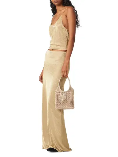 Miu Miu Women's Ivy Satin Top-Handle Bag with Synthetic Crystals - Beige Khaki | Thumbnail 2 Miu Miu Women's Ivy Satin Top-Handle Bag with Synthetic Crystals - Beige Khaki | Thumbnail 2