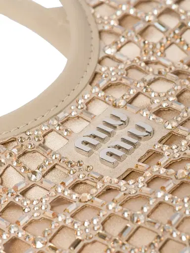 Miu Miu Women's Ivy Satin Top-Handle Bag with Synthetic Crystals - Beige Khaki | Thumbnail 8 Miu Miu Women's Ivy Satin Top-Handle Bag with Synthetic Crystals - Beige Khaki | Thumbnail 8