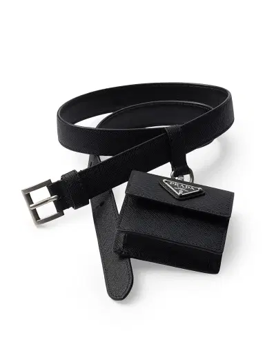 Prada Women's Saffiano Leather Belt - Black - Size 26 | Thumbnail 3