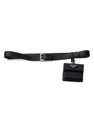 Prada Women's Saffiano Leather Belt - Black - Size 26 | Thumbnail 1