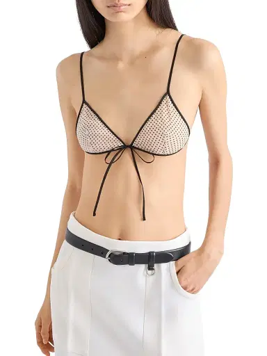 Prada Women's Polka-Dot Silk Chiffon Bra Top - Pink - Size 4 | Thumbnail 2 Prada Women's Polka-Dot Silk Chiffon Bra Top - Pink - Size 4 | Thumbnail 2