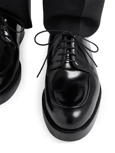 Prada Men's Brushed Leather Derby Shoes | Thumbnail 2 Prada Men's Brushed Leather Derby Shoes | Thumbnail 2