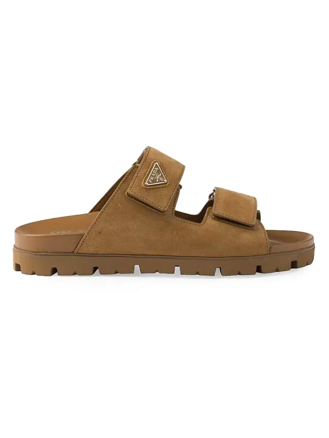 Prada Men's Suede Band Sandals - Brown