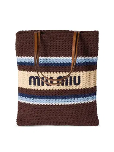 Miu Miu Women's Raffia-Effect Woven Tote Bag | Thumbnail 1 Miu Miu Women's Raffia-Effect Woven Tote Bag | Thumbnail 1
