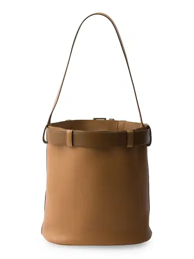 Prada Women's Buckle Leather Bucket Bag with Belt - Brown | Thumbnail 3 Prada Women's Buckle Leather Bucket Bag with Belt - Brown | Thumbnail 3