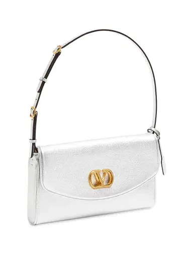 Valentino Garavani Women's DeVain Shoulder Bag in Laminated Nappa Leather - Silver | Thumbnail 2